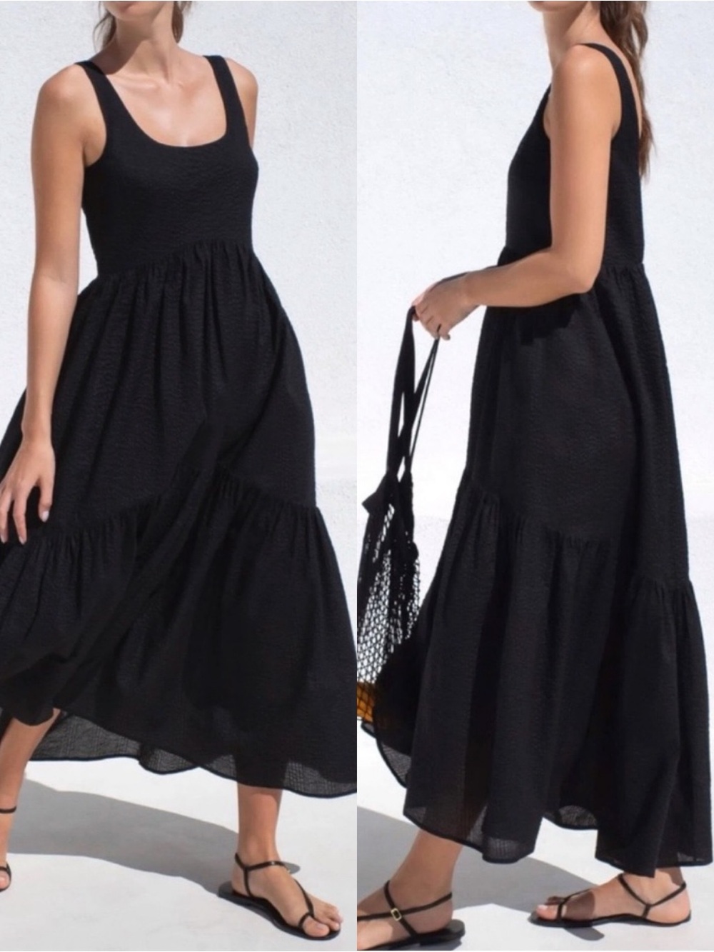 AYR Magic Hour Black Sleeveless Lightweight Midi Dress XL